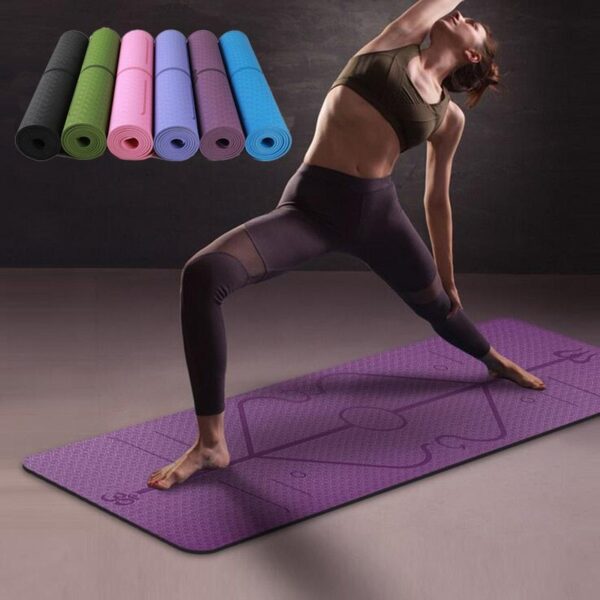 Master Your Practice: Non-Slip TPE Yoga Mat with Position Lines – Perfect for Beginners