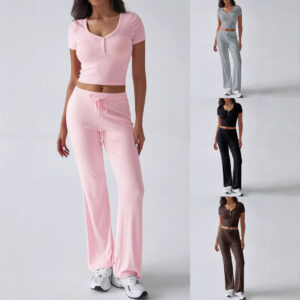 Effortless Style: Women's Solid Color Crew Neck Casual Suit – Perfect for Summer Adventures!
