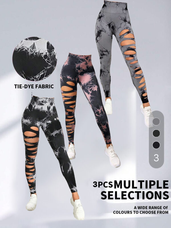 Elevate Your Activewear: 3-Pack Women's Tie Dye Cutout Tights – High Waist, Scrunch Butt Lifting Leggings for Tummy Control and Ultimate Comfort! - Image 8