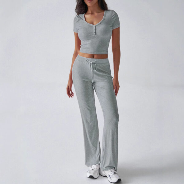 Effortless Style: Women's Solid Color Crew Neck Casual Suit – Perfect for Summer Adventures! - Image 7