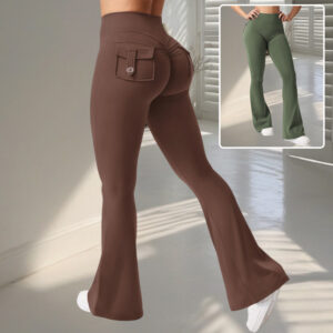 Elevate Your Fit Style: Flared Yoga Pants with Pockets – Slim Fit, High Waist, and Lifted Confidence!