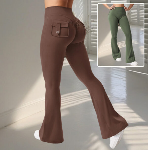 Elevate Your Fit Style: Flared Yoga Pants with Pockets – Slim Fit, High Waist, and Lifted Confidence!