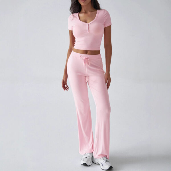 Effortless Style: Women's Solid Color Crew Neck Casual Suit – Perfect for Summer Adventures! - Image 4