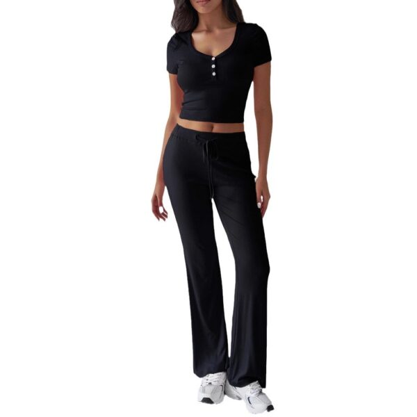 Effortless Style: Women's Solid Color Crew Neck Casual Suit – Perfect for Summer Adventures! - Image 8