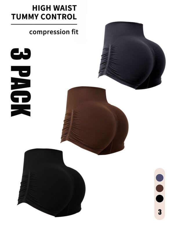 Boost Your Workout: 3-Pack High-Waisted Seamless Scrunch Workout Shorts – Butt Lifting Design for Gym and Running! - Image 5