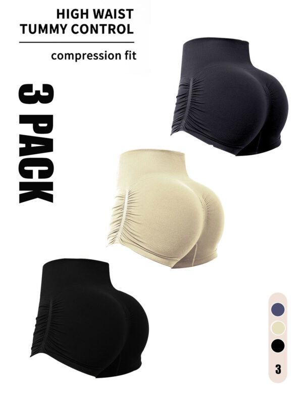 Boost Your Workout: 3-Pack High-Waisted Seamless Scrunch Workout Shorts – Butt Lifting Design for Gym and Running! - Image 6