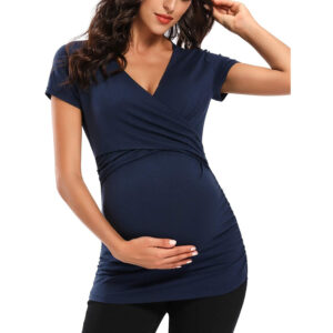 Comfort & Support: Cross-Design Maternity Yoga & Nursing T-Shirt