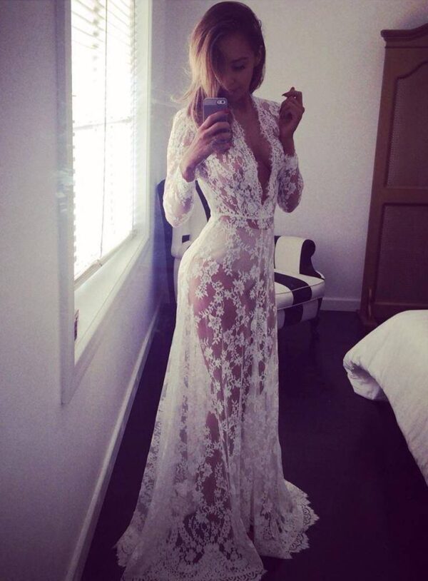 Pregnant Dress Pajamas Lace Maternity Dress Women - Image 4
