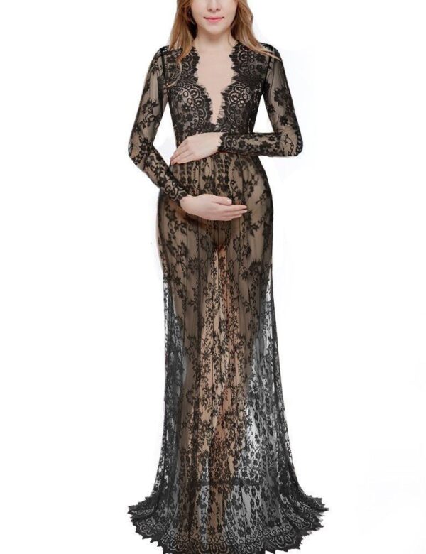 Pregnant Dress Pajamas Lace Maternity Dress Women - Image 8